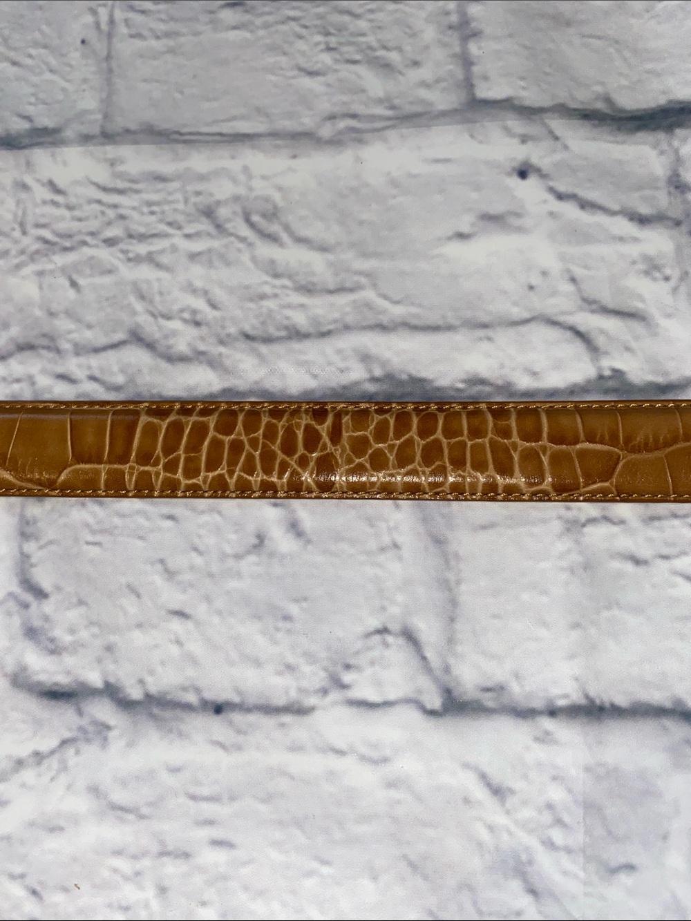 Lauren Ralph Lauren Croc-Embossed Leather Belt with Gold Buckle Tan Size L - Picture 10 of 13